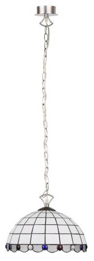 Lampa wisząca biała na łańcuchu nikiel mat 60W E27 Tiffany Candellux 3479011-07